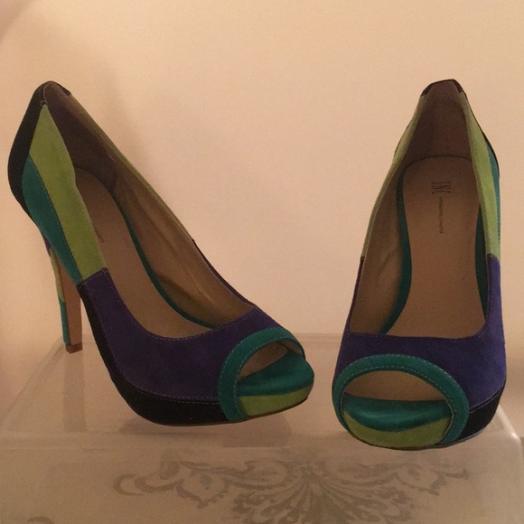 INC Suede multi-color platform pumps - Picture 1 of 5